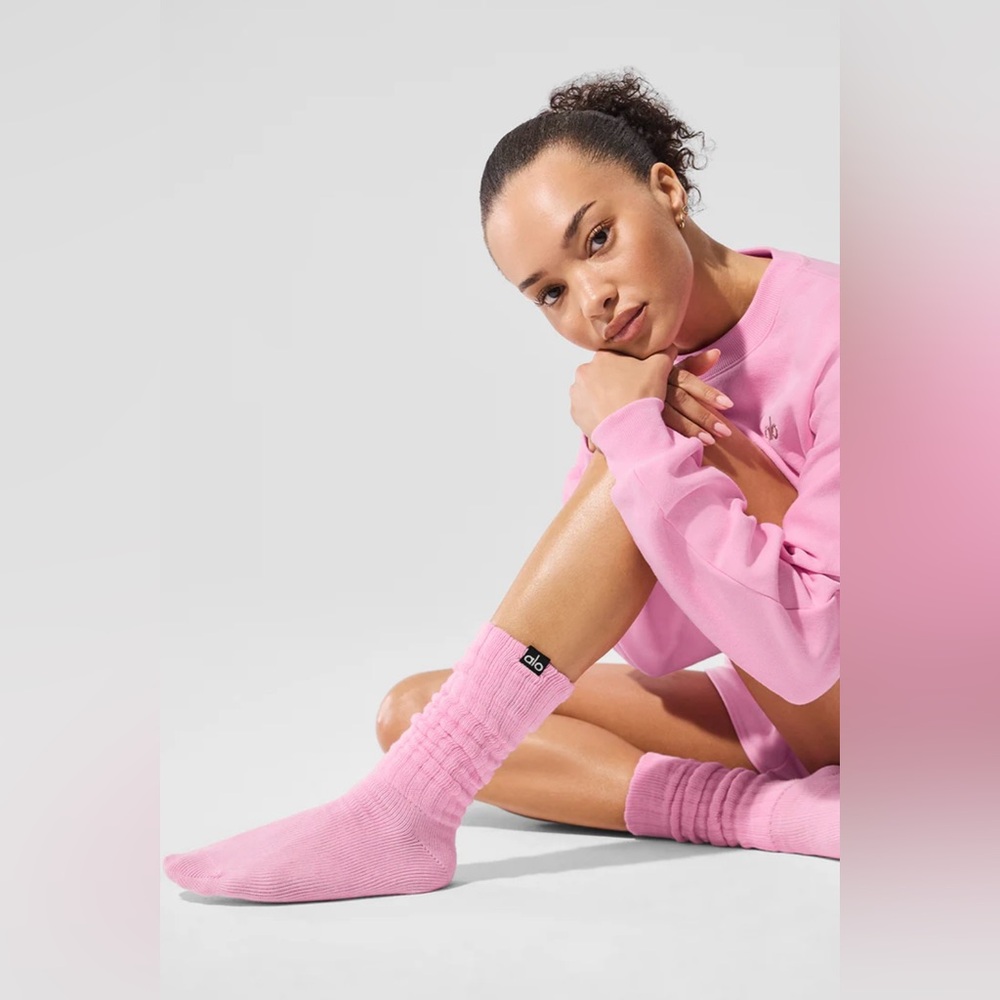 Alo Yoga Unisex Scrunch Sock- Sweet Pink NWT